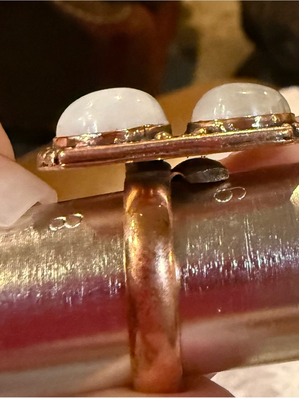 Copper with Double Moonstone Statement Ring - White Moonstone - Picture 4 of 5
